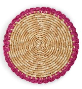 Wheat Grass  Round Place Mat With Crochia