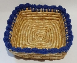 Wheat Grass Square Fruit Basket with Crochia